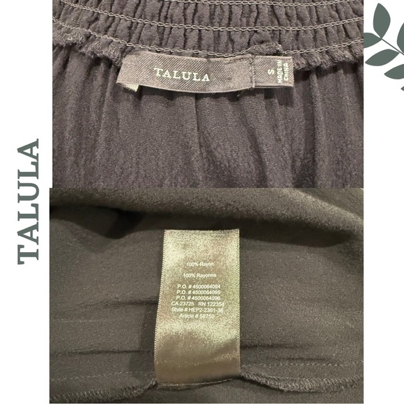 Aritzia Talula Marcilly Blouse | Black Off-Shoulder Smocked Top | Size Small - Picture 7 of 7